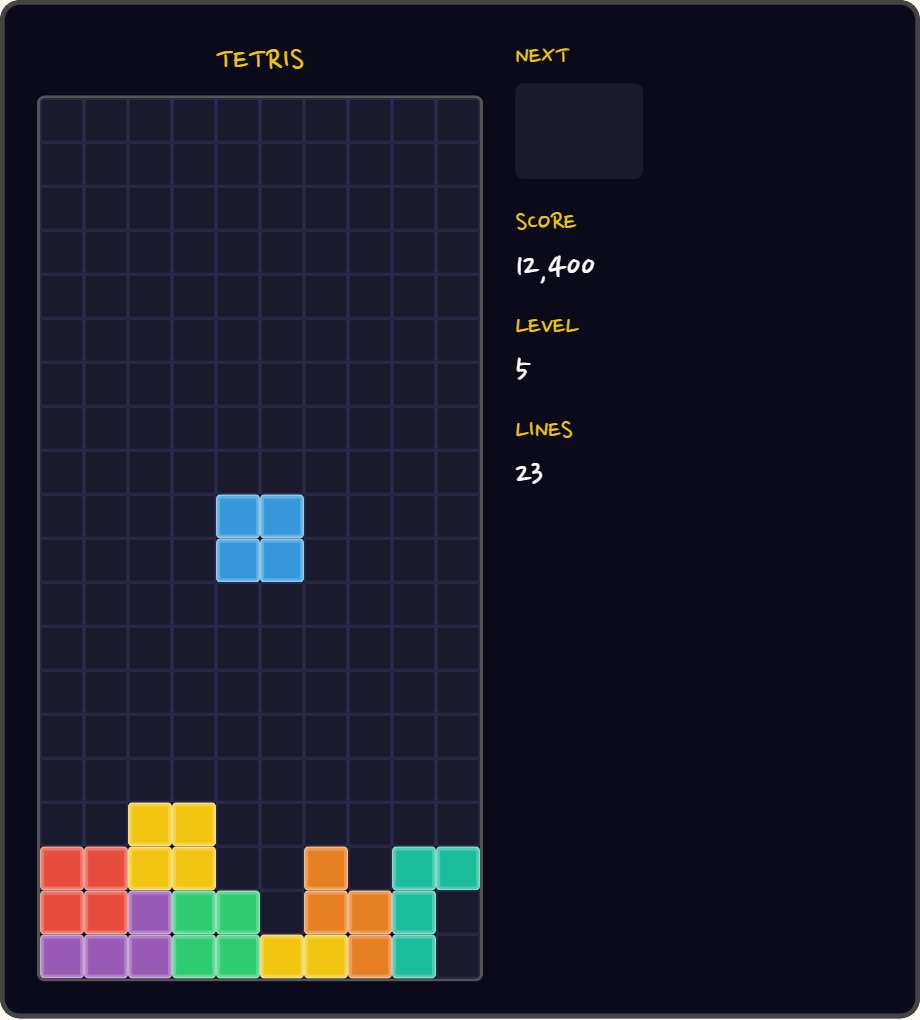 A Tetris game screen